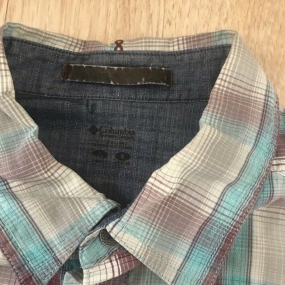 Columbia Plaid Button Down Collar Short Sleeve Dress Shirt Mens Size Large - Picture 5 of 7